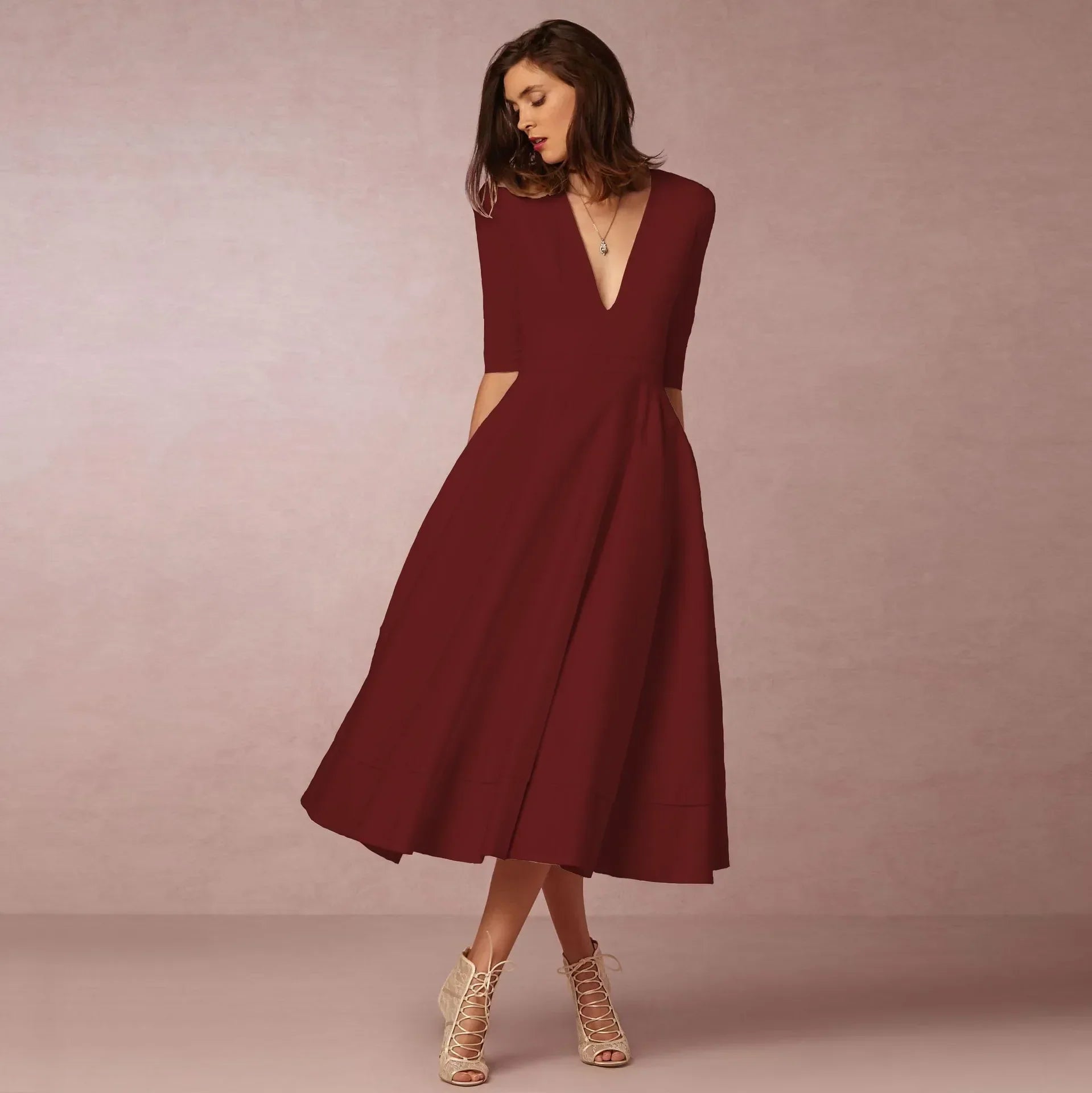Robe De Soirée Col En V Pour Femme | Midi