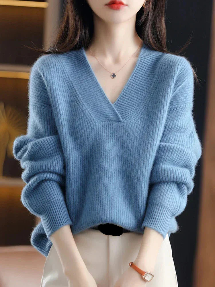 Pull En Cachemire D’Hiver Pour Femme | Col En V