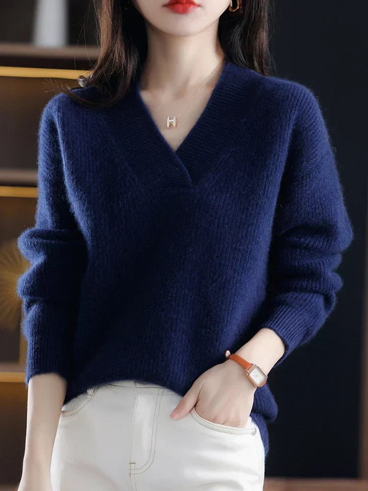 Pull En Cachemire D’Hiver Pour Femme | Col En V