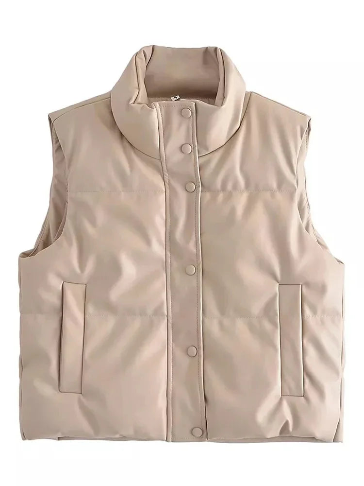 Gilet Sans Manches Moderne Avec Poche Pour Femme | Court