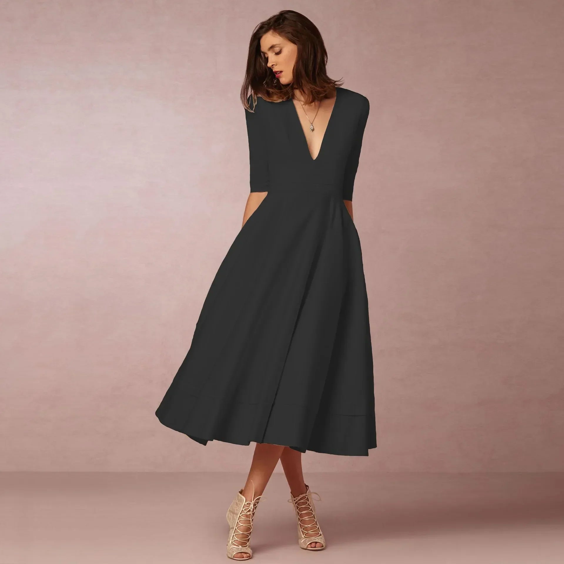 Robe De Soirée Col En V Pour Femme | Midi