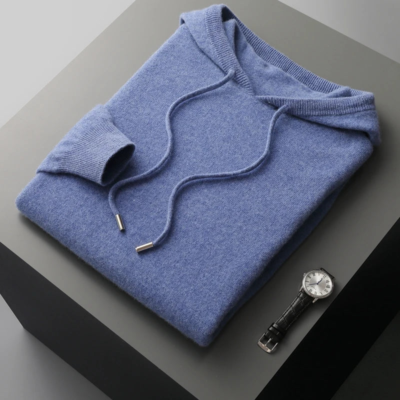 Sweat À Capuche À Manches Longues En Cachemire Uni Pour Homme | Hiver