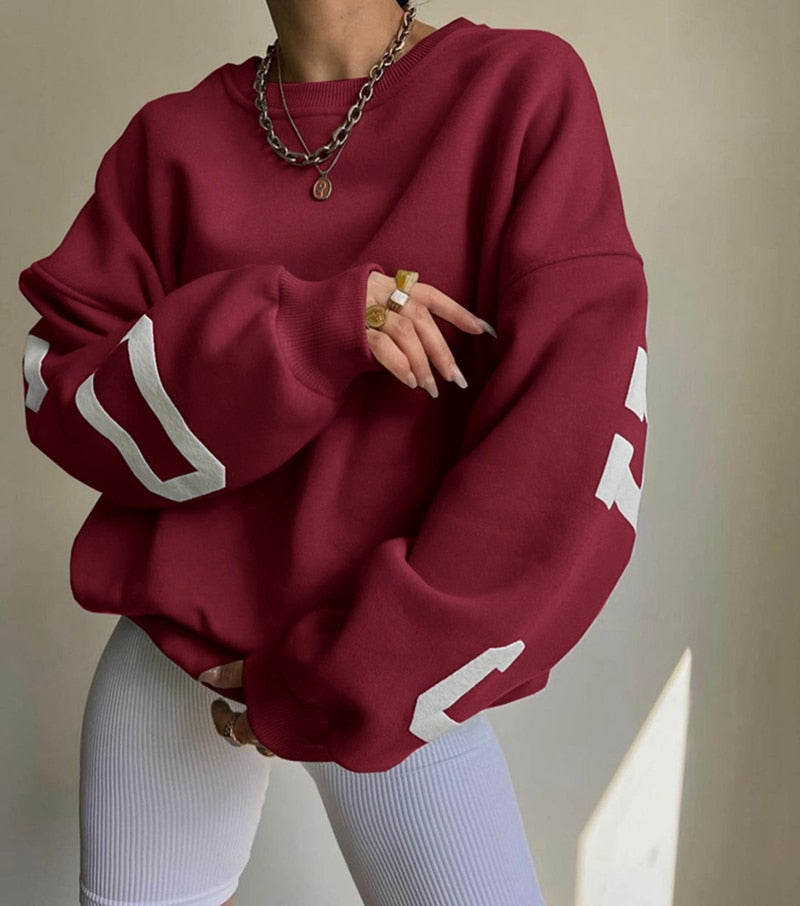 Sweat À Capuche Oversize À Col Rond Pour Femme | Manches Longues