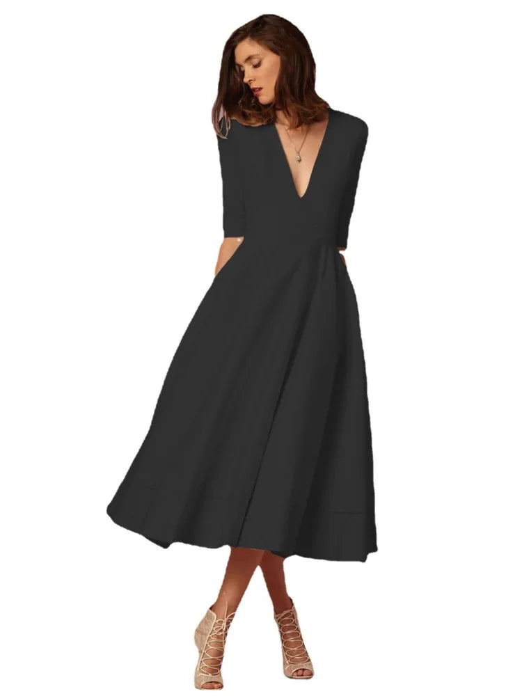 Robe De Soirée Col En V Pour Femme | Midi