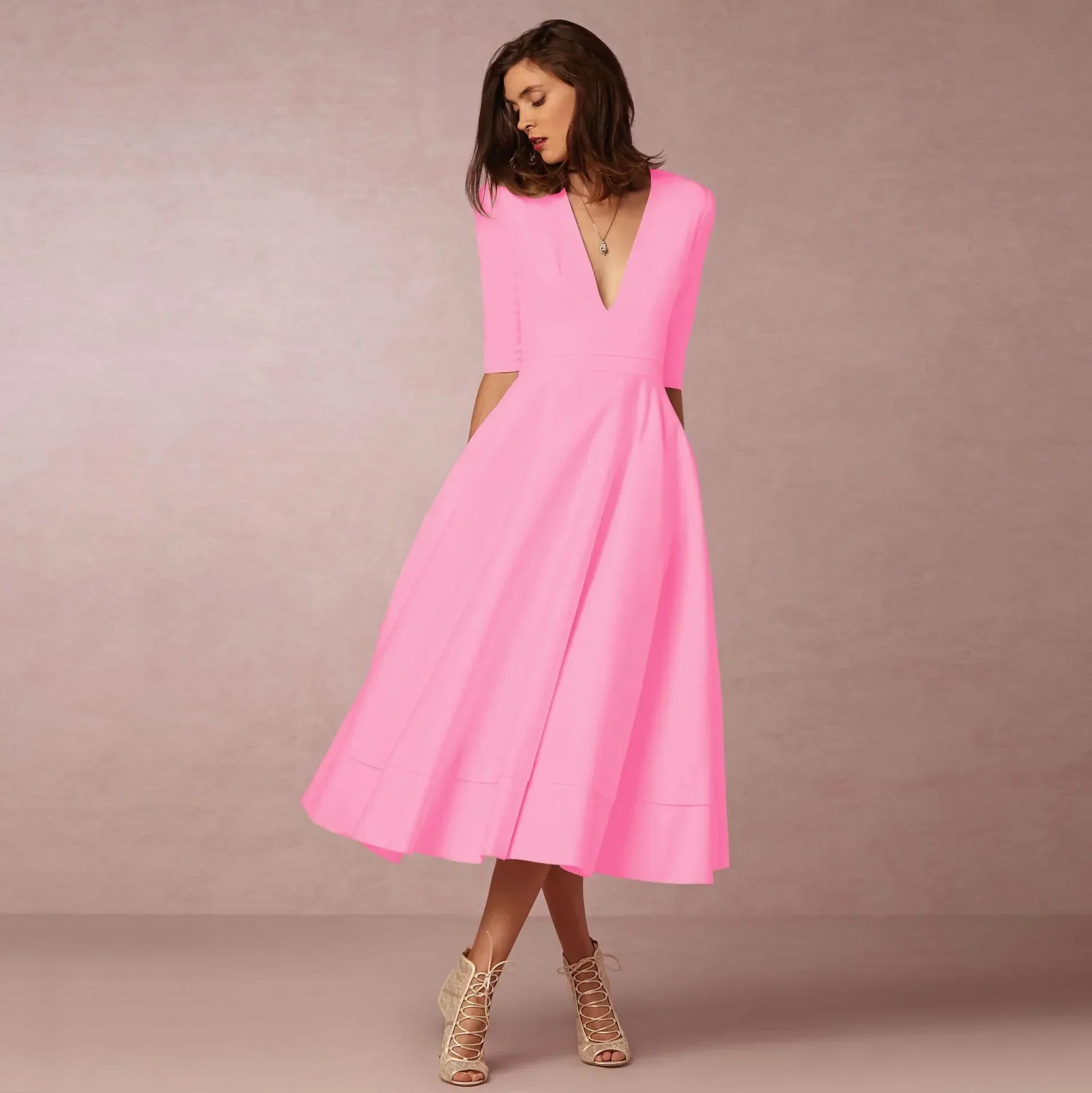 Robe De Soirée Col En V Pour Femme | Midi
