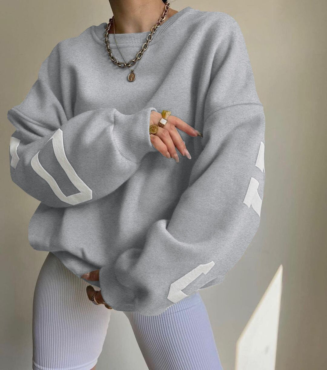Sweat À Capuche Oversize À Col Rond Pour Femme | Manches Longues