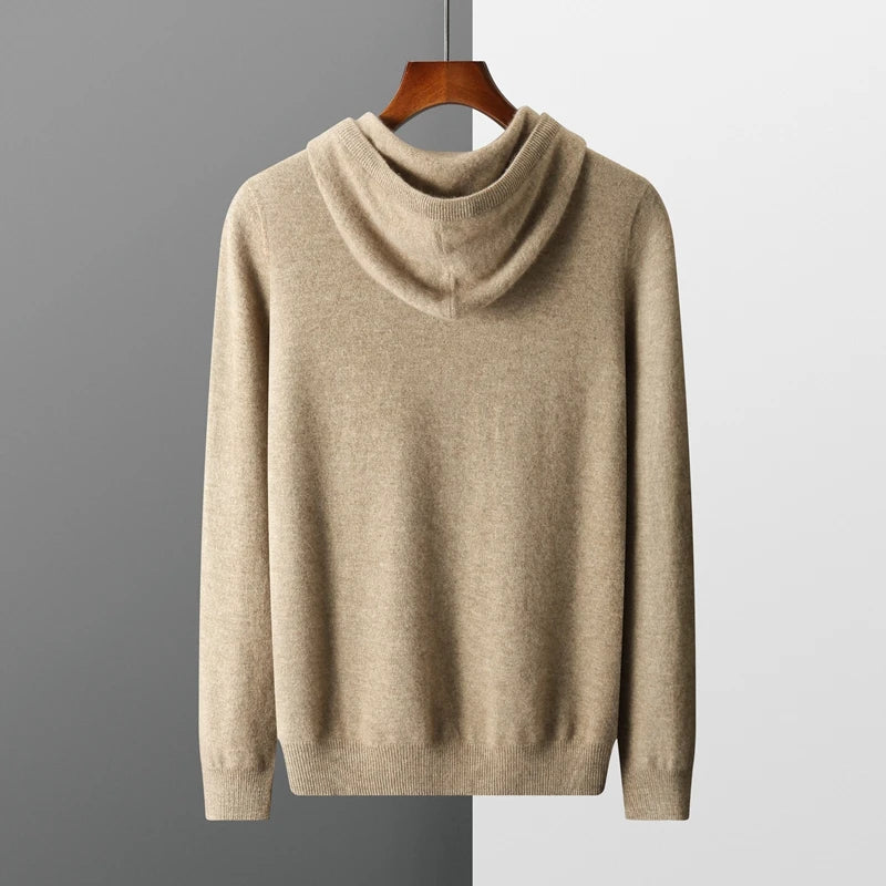 Sweat À Capuche À Manches Longues En Cachemire Uni Pour Homme | Hiver