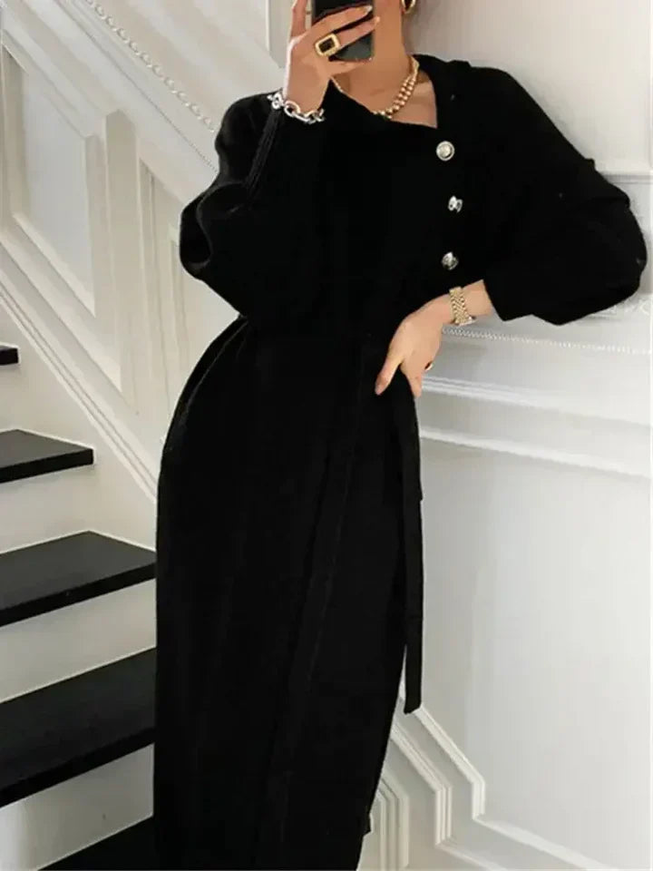 Robe Pull Asymétrique Pour Femme | Boutonnée