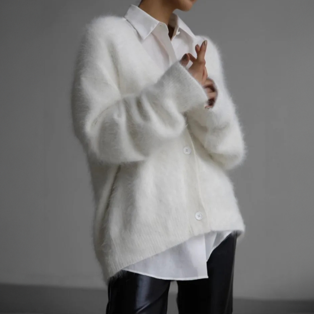 Cardigan D'hiver Oversize En Cachemire À Col En V Pour Femme | Manches Longues