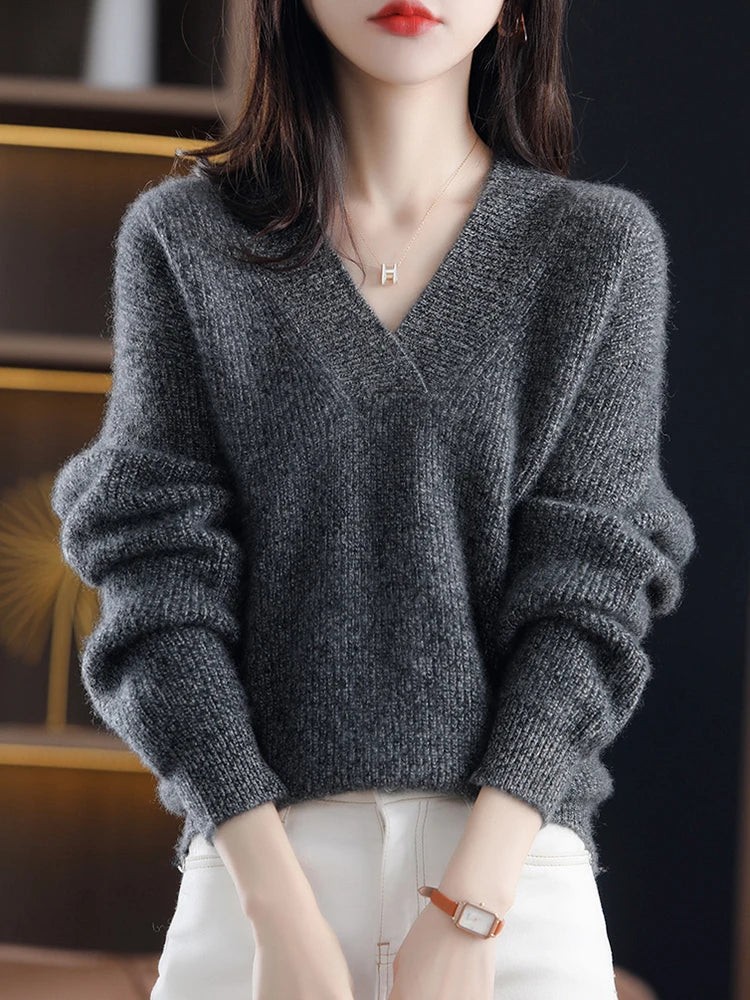 Pull En Cachemire D’Hiver Pour Femme | Col En V