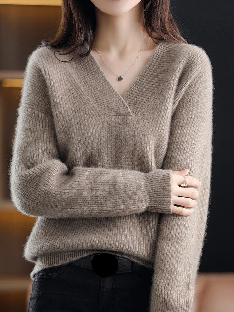 Pull Col V En Cachemire Pour Femme | Hiver