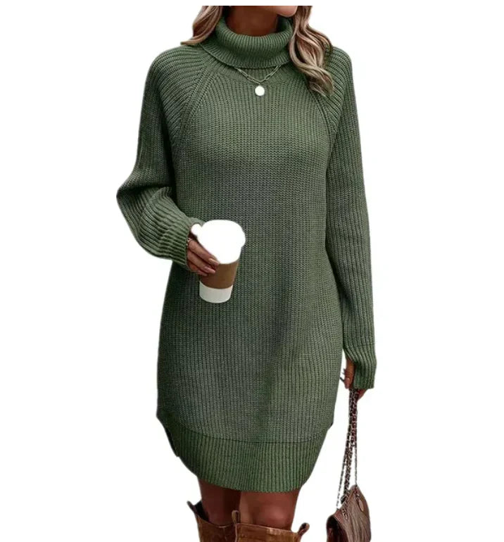 Robe Pull En Maille À Col Montant | Hiver
