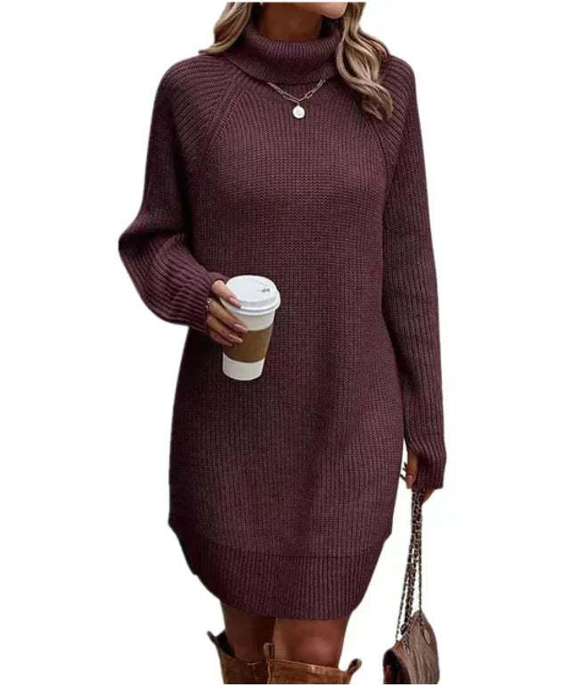 Robe Pull En Maille À Col Montant | Hiver