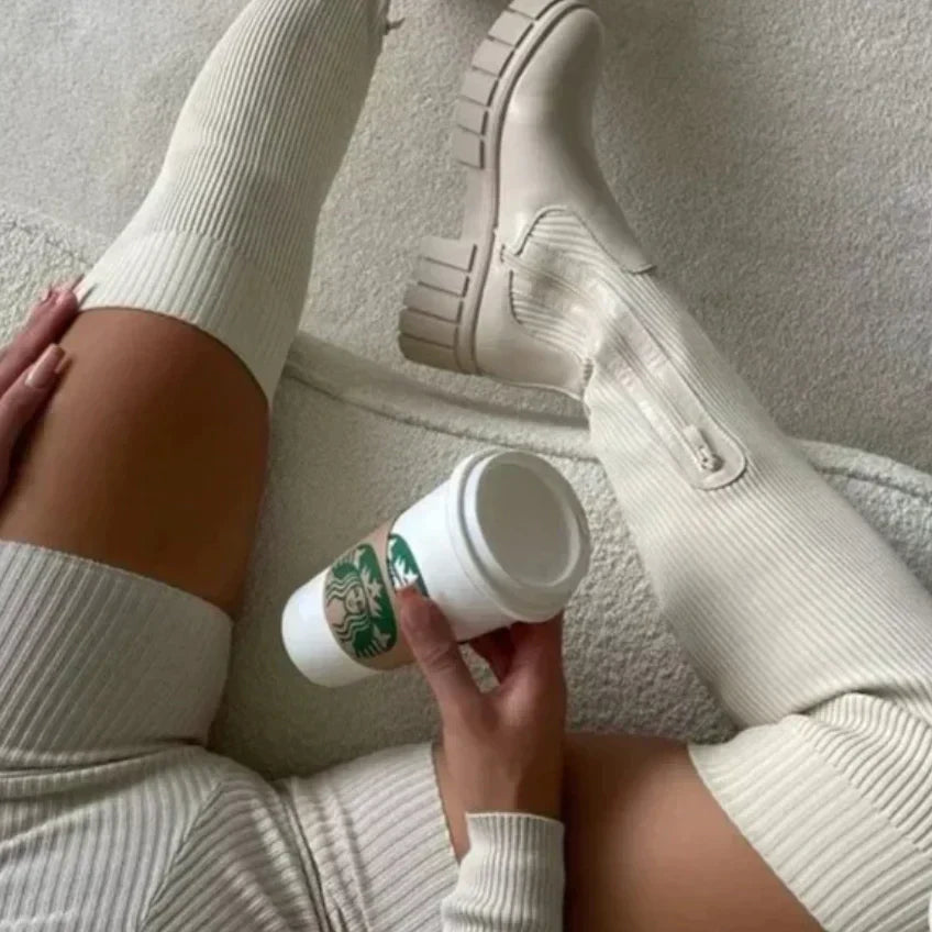 Bottes Hautes En Cuir Tendance Pour Femme | Hiver