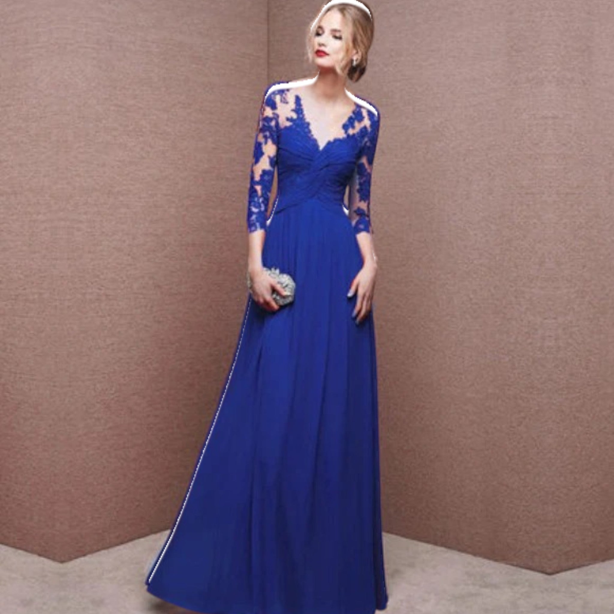 Abito Elegante Con Maniche In Pizzo | Maxi