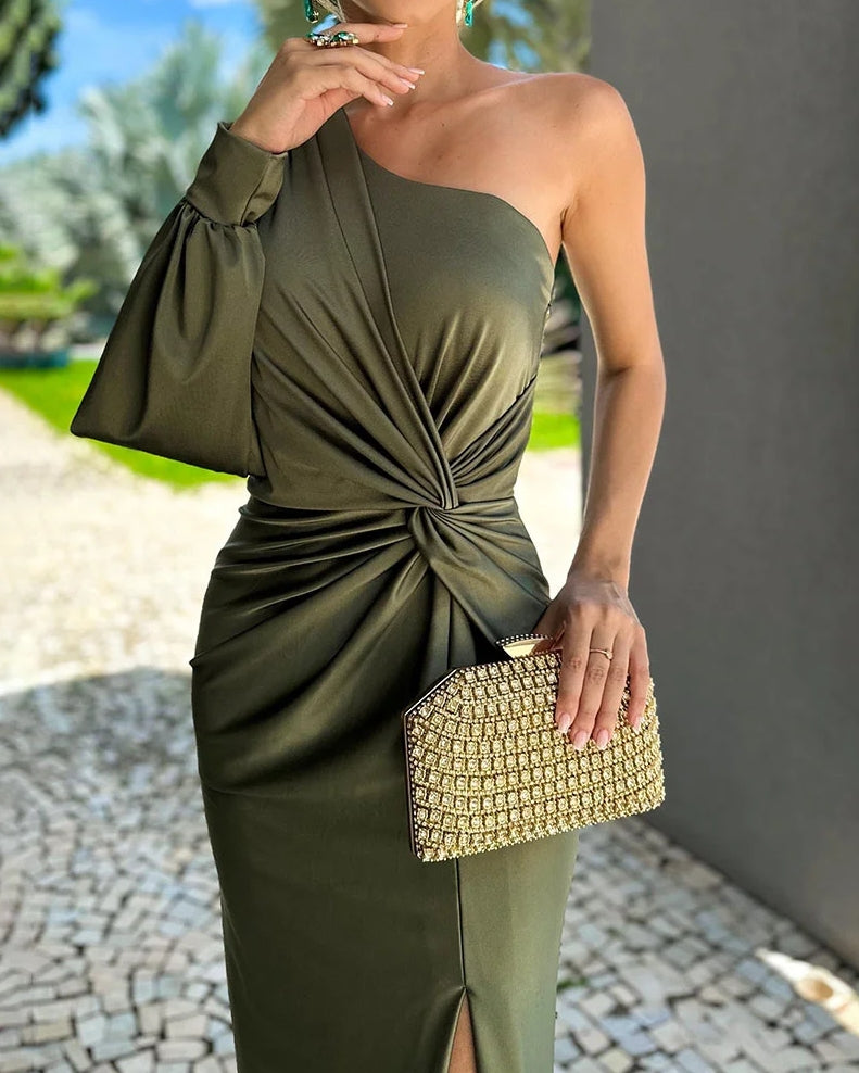 Robe Longue Asymétrique Pour Femme | Fente Latérale