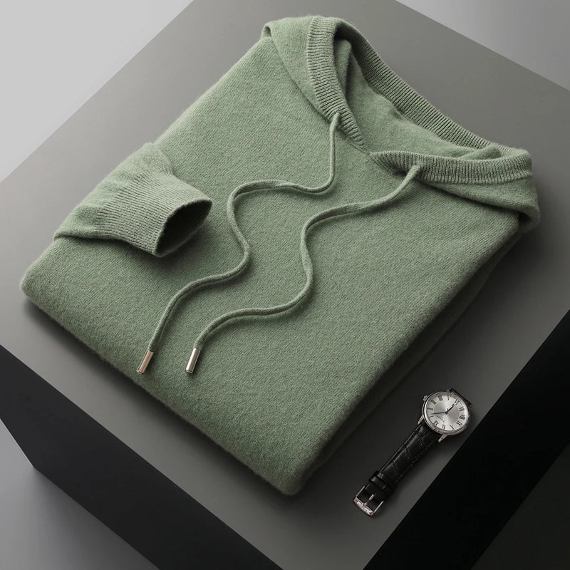 Sweat À Capuche À Manches Longues En Cachemire Uni Pour Homme | Hiver