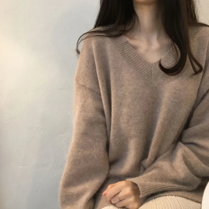 Pull Col V En Cachemire Pour Femme Pour L'hiver | Manches Longues