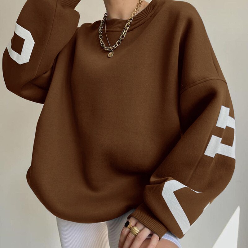 Sweat À Capuche Oversize À Col Rond Pour Femme | Manches Longues