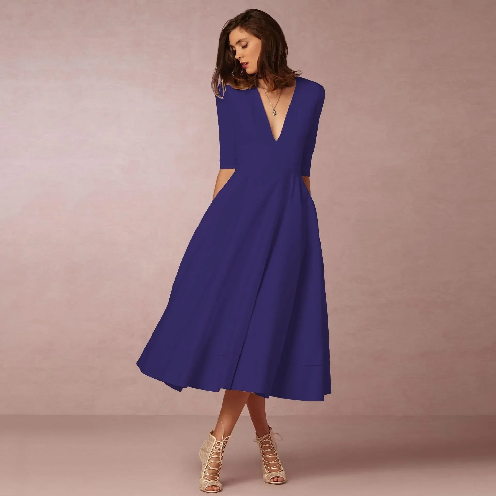 Robe De Soirée Col En V Pour Femme | Midi