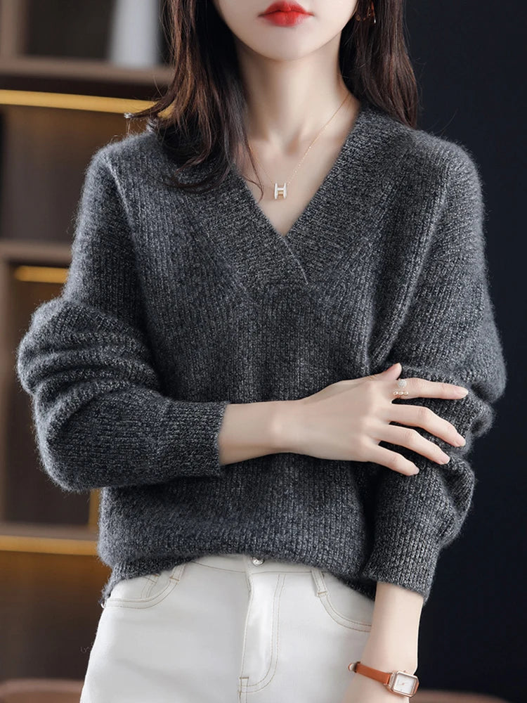 Pull En Cachemire D’Hiver Pour Femme | Col En V