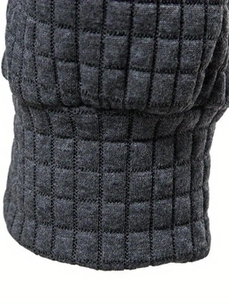 Sweat À Capuche Décontracté En Tricot Gaufré Pour Homme | Automne