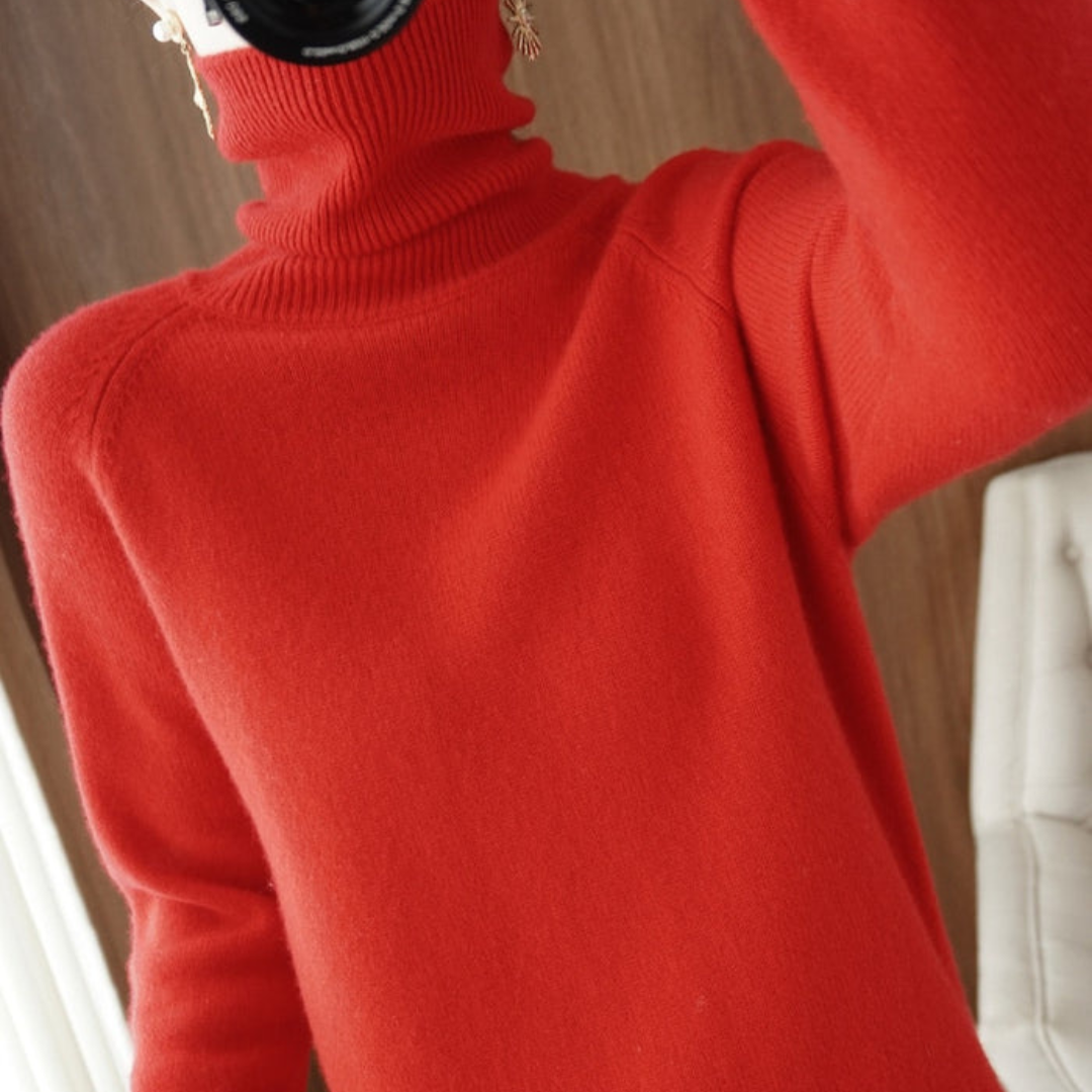 Pull D’Hiver En Cachemire À Col Roulé Pour Femme | Manches Longues