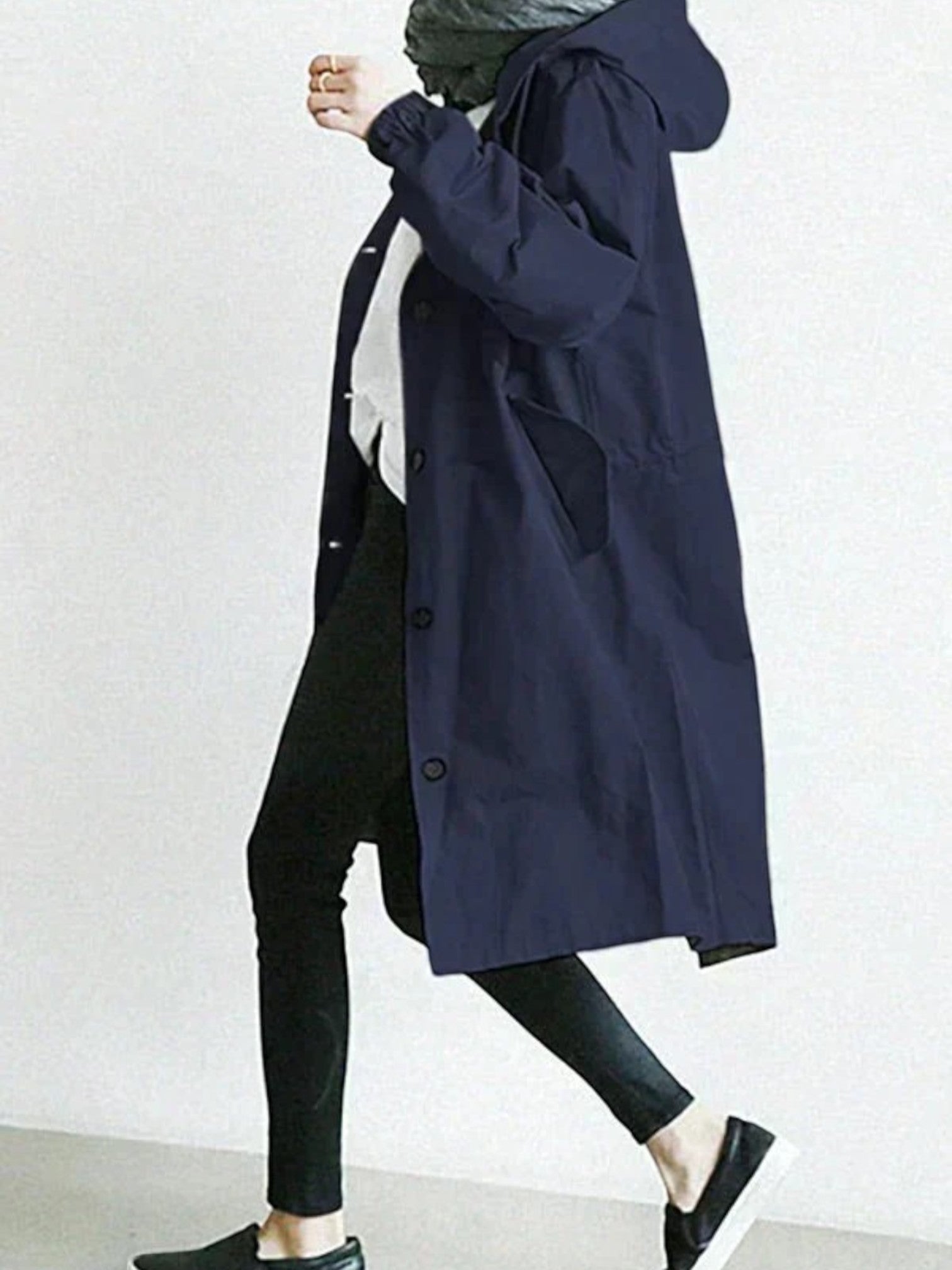 Trench-coat Pour Femmes Avec Capuche Réglable