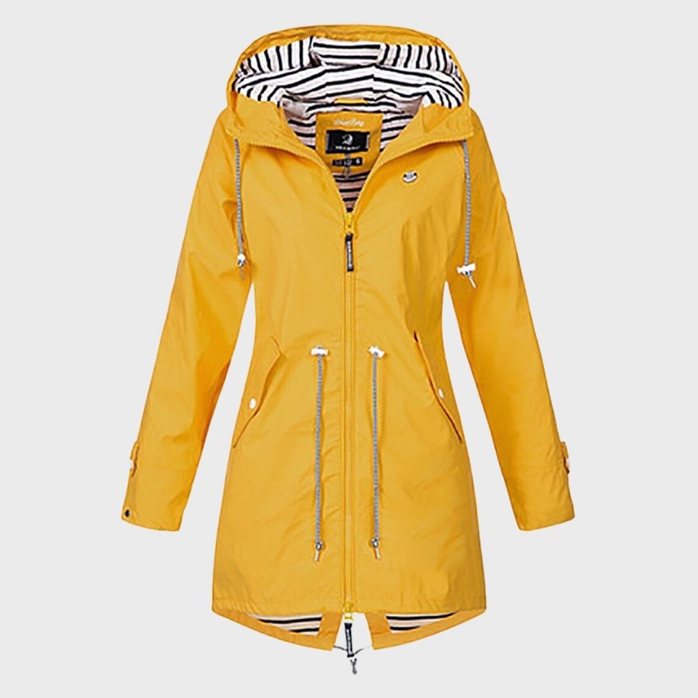 Veste De Pluie Mi-longue À Capuche Pour Femme | Taille Ajustable