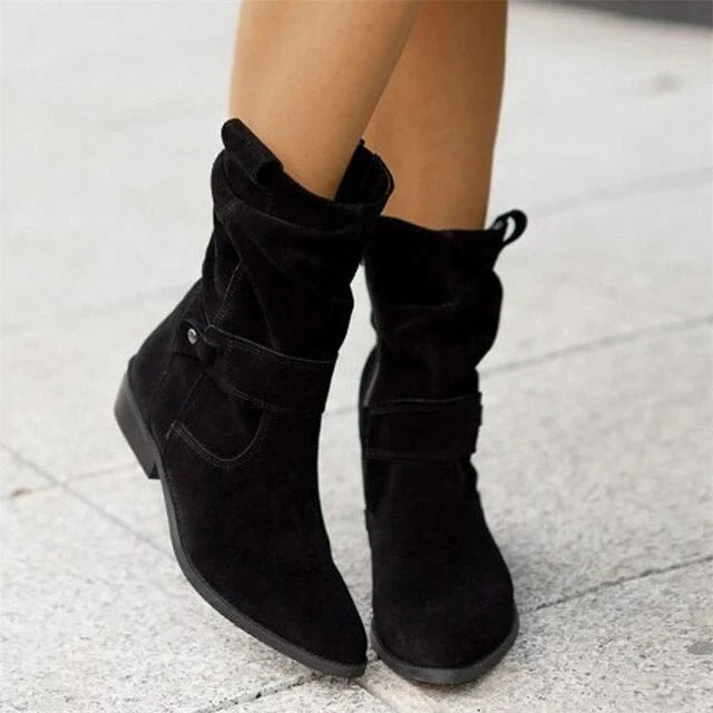 Bottes En Daim Pour Femme | Talons Courts