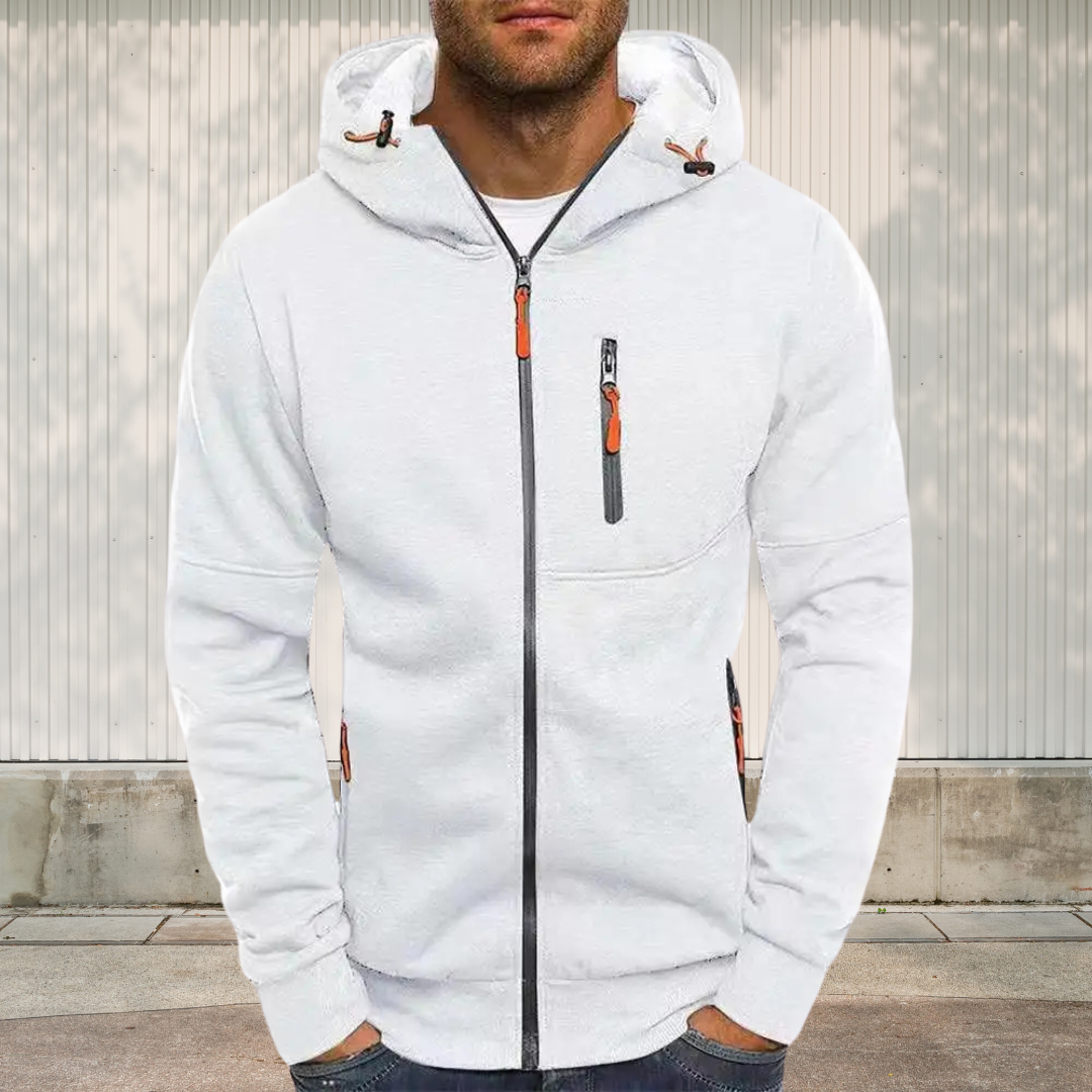 Veste Simple À Capuche Et Fermeture Éclair Pour Homme | Hiver