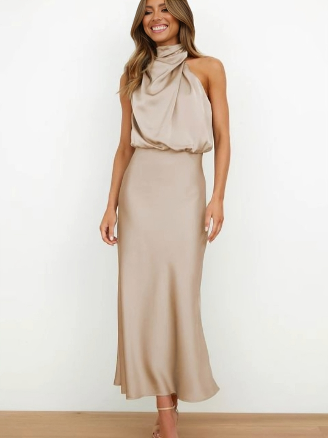 Robe Dos Nu En Satin Pour Femme | Maxi