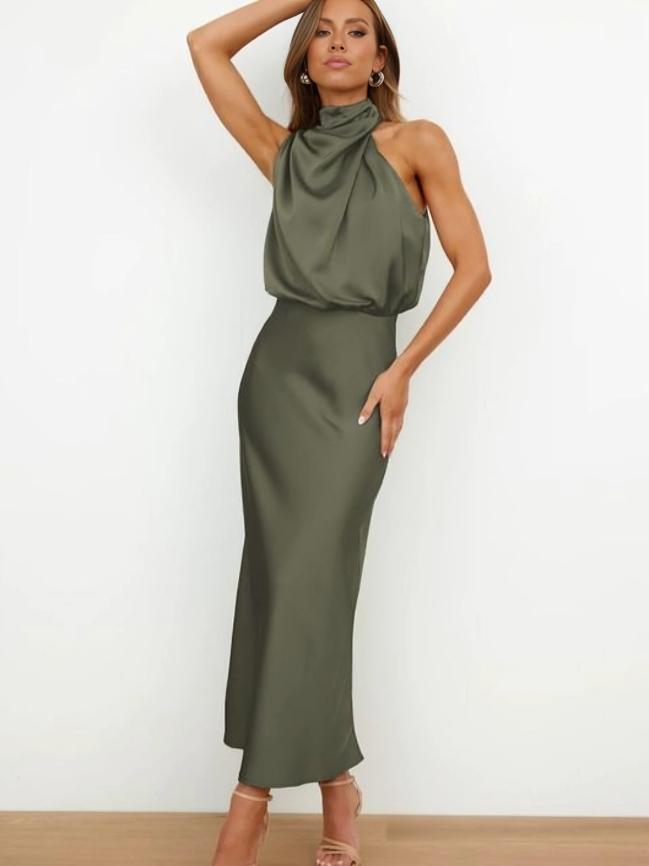 Robe Dos Nu En Satin Pour Femme | Maxi
