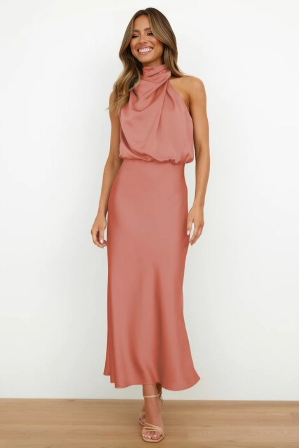 Robe Dos Nu En Satin Pour Femme | Maxi
