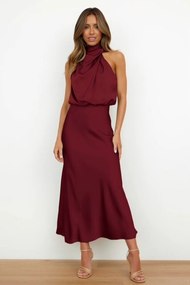 Robe Dos Nu En Satin Pour Femme | Maxi