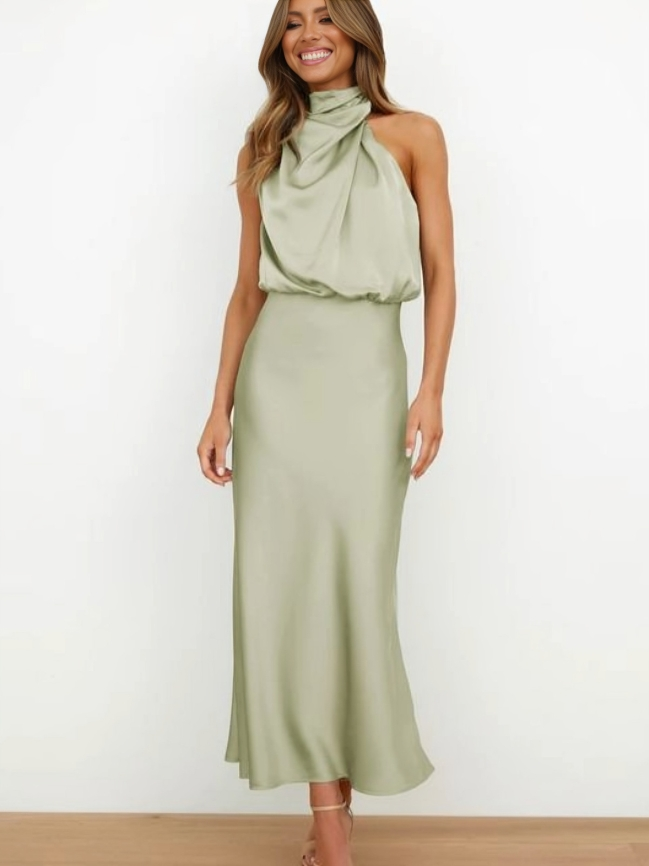 Robe Dos Nu En Satin Pour Femme | Maxi