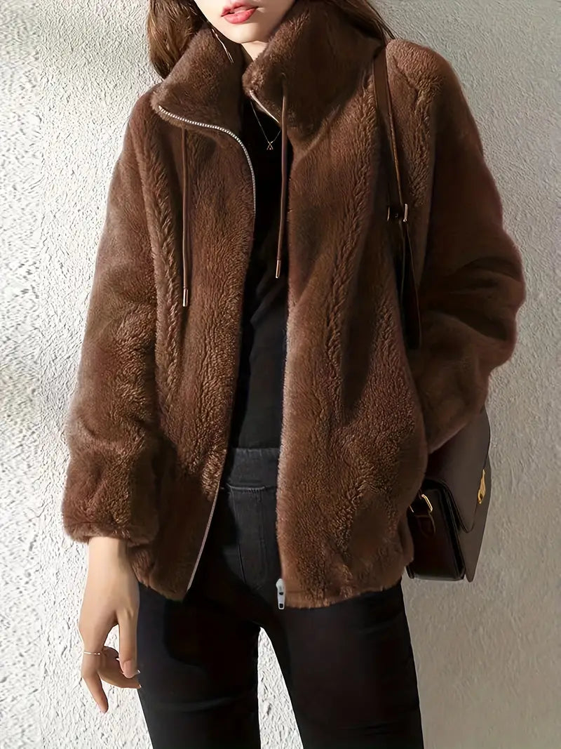 Chaqueta Teddy con Cuello Alto para Mujer | Clásica