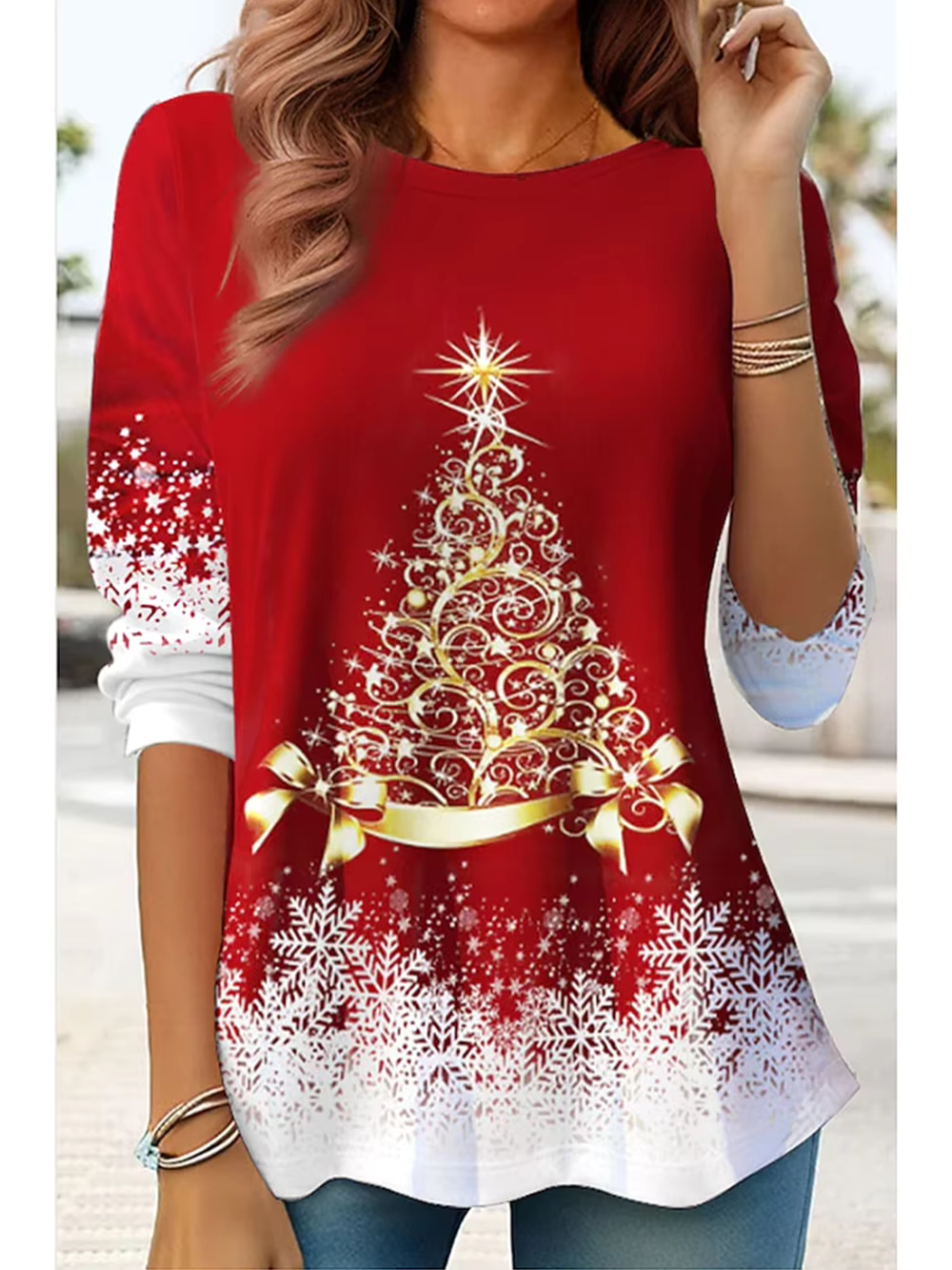 Top De Noël À Manches Longues Pour Femme | Tendance