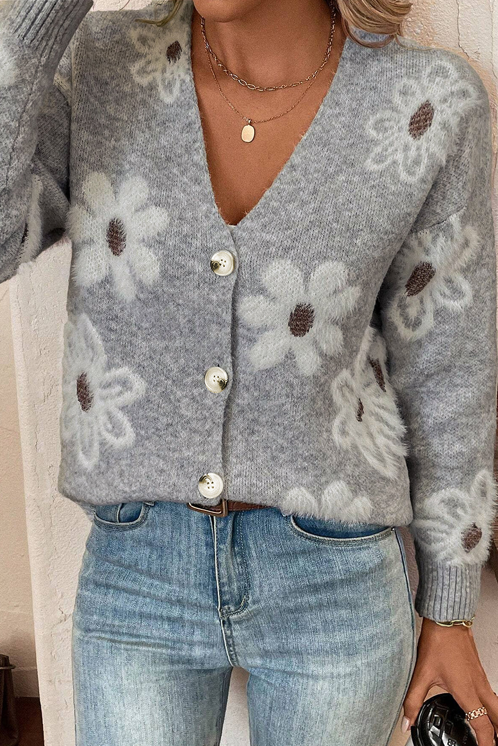 Cardigan Col V Femme | Manches Longues
