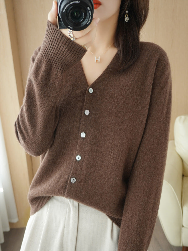 Cardigan En Cachemire À Manches Longues Pour Femme | Grande Taille