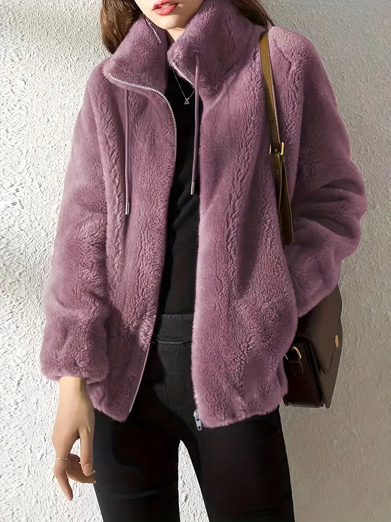 Chaqueta Teddy con Cuello Alto para Mujer | Clásica