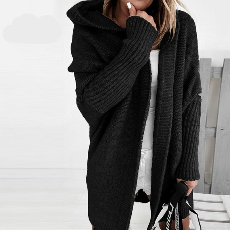Cardigan Long Tendance À Capuche Pour Femme | Hiver