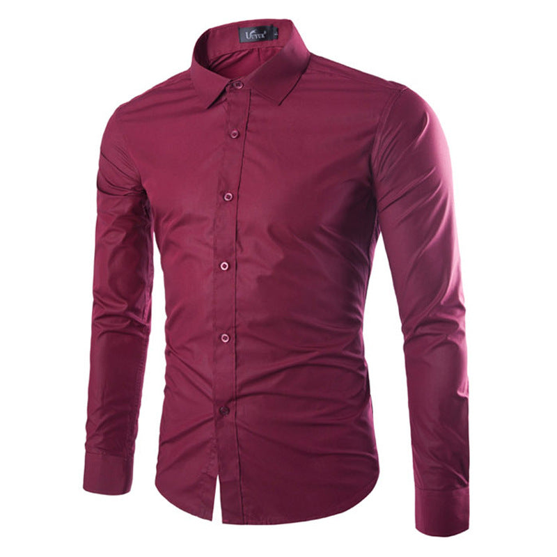 Chemise Noire Unie Slim-Fit Pour Homme | Formelle