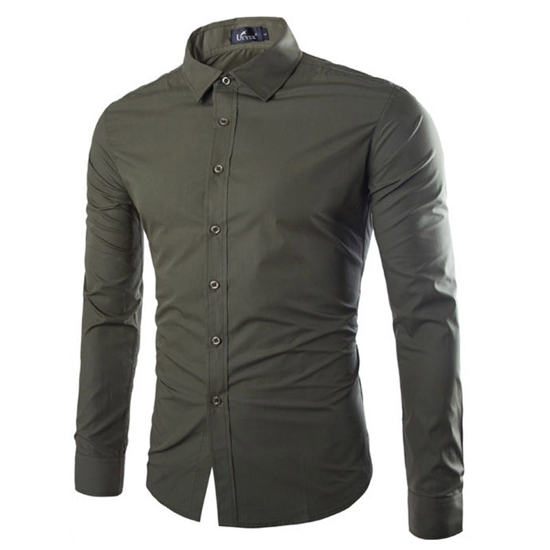 Chemise Noire Unie Slim-Fit Pour Homme | Formelle