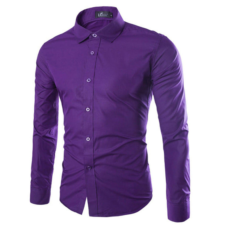Chemise Noire Unie Slim-Fit Pour Homme | Formelle