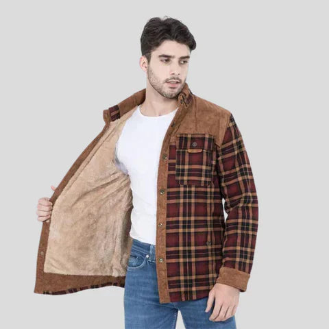 Veste À Carreaux Tendance Avec Poches Poitrine Pour Homme | Hiver