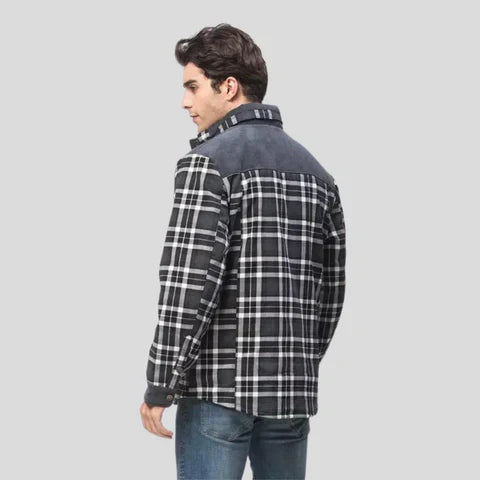 Veste À Carreaux Tendance Avec Poches Poitrine Pour Homme | Hiver