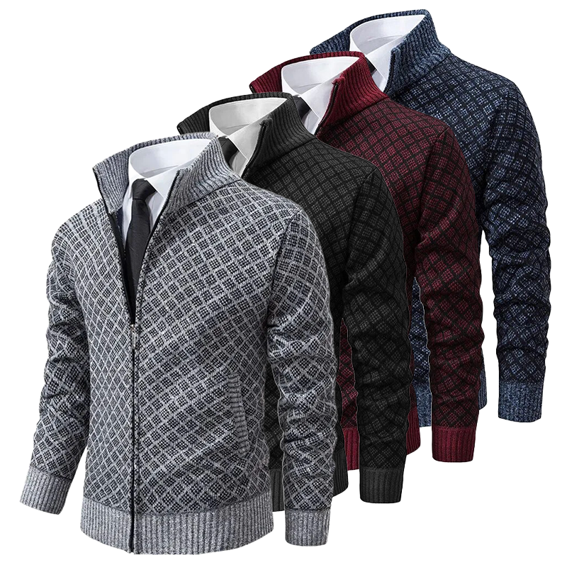 Pull Tricoté À Motif Losanges Pour Homme | Manches Longues