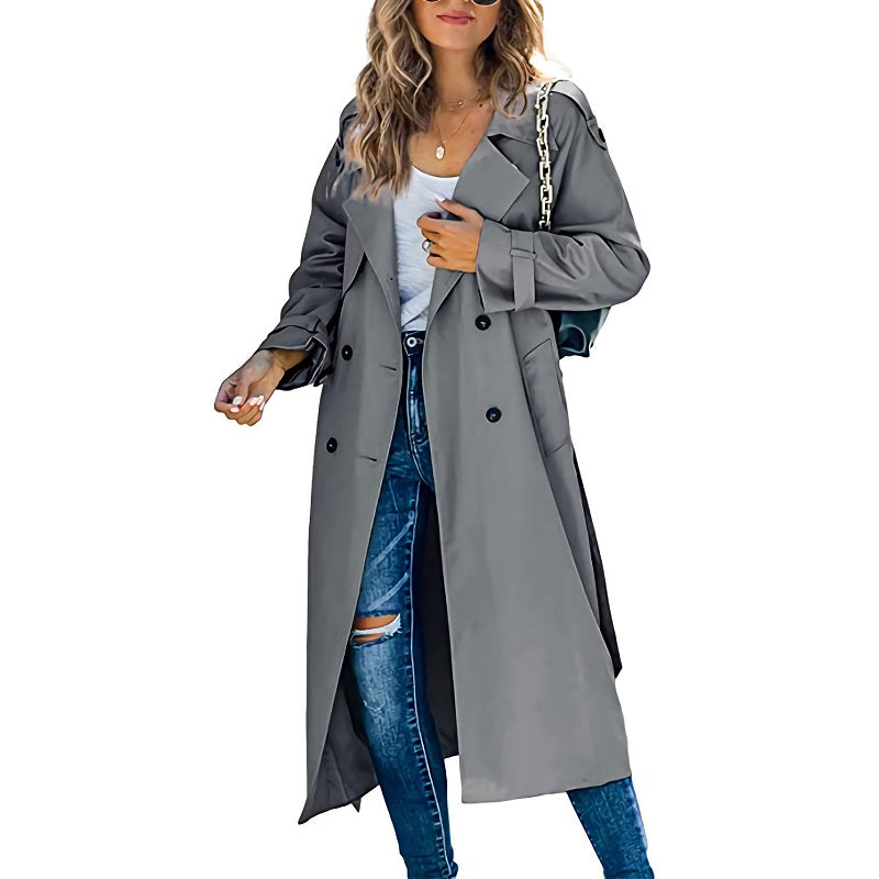 Manteau Trench Long Avec Poignets Ajustables Pour Femmes | Hiver