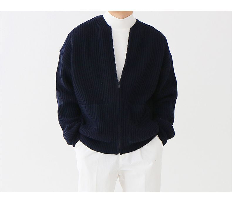 Cardigan En Maille Avec Fermeture Éclair Pour Homme | Manches Longues